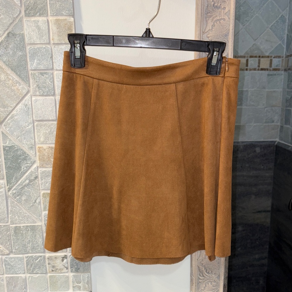 Elegant Brown Suede Skirt